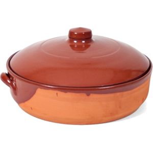 Stenen ovenschaal/braadpan met deksel Salamanca 28 cm - Terracotta ovenschalen/braadpannen