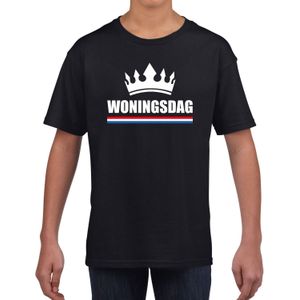 Koningsdag t-shirt Woningsdag zwart voor kinderen - Feestshirts