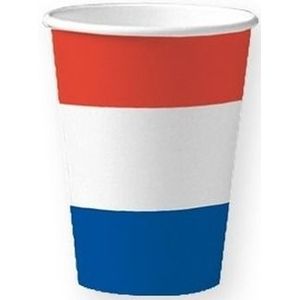 Holland/Nederland thema rood wit blauw wegwerp bekers - karton - 10x stuks - Feestbekertjes