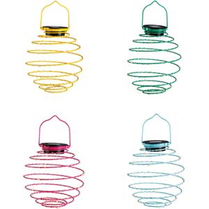 Hanglamp - set van 4 - solar verlichting - multi kleur - D16 cm - metaal - tuinverlichting - Buitenverlichting