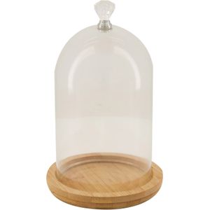 Dijk Natural Collections stolp - glas - houten bruin plateau - D19,3 x H28 cm