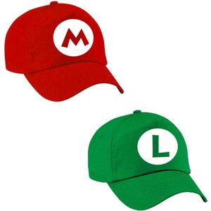 Verkleedset loodgieter Mario en Luigi pet voor kinderen - Verkleedhoofddeksels