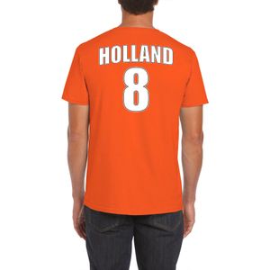 Oranje supporter t-shirt met rugnummer 8 - Holland / Nederland fan shirt voor heren - Feestshirts