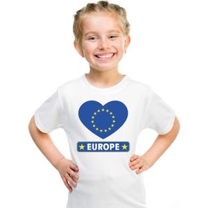 T-shirt wit Europa vlag in hart wit kind - Feestshirts