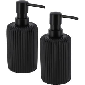 Tendance Zeeppompje 101 series - 2x - zwart - geribbeld - PS - D7 x H17 cm - 230 ml - badkamer - Zeeppompjes