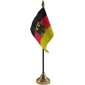 Polyester Duitse vlag met adelaar wapenvoor op bureau 10 x 15 cm - Vlaggen