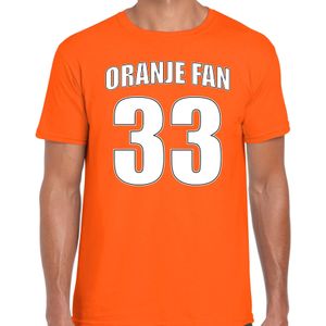 Oranje race fan nummer 33 oranje t-shirt Holland / Nederland supporter voor heren - Feestshirts
