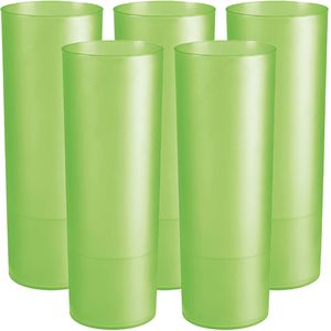 Longdrink glas - 12x - groen - kunststof - 330 ml - herbruikbaar - Drinkglazen