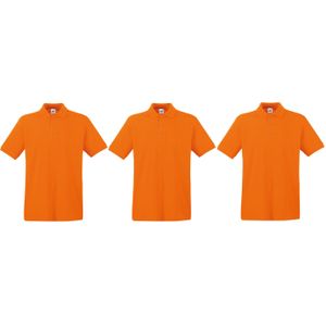 3-Pack maat XL oranje poloshirt premium van katoen voor heren - Polo shirts