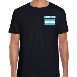 Argentina t-shirt met vlag Argentinie zwart op borst voor heren - Feestshirts