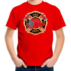 Brandweer logo t-shirt / verkleedkleding rood voor kinderen - Feestshirts