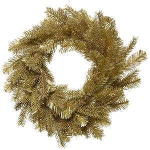 Kerstkrans/dennenkrans - goud glitter - D50 cm - kunststof - deurkrans - Kerstkransen