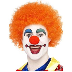 Clowns verkleed afro pruik oranje voor volwassenen - Verkleedpruiken