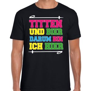 Apres ski t-shirt voor heren - titten und bier - zwart - apres ski/winter outfit - Feestshirts