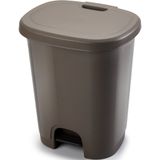 Afvalemmers/vuilnisemmers/pedaalemmers 27 liter in het taupe met deksel en pedaal - Pedaalemmers