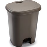 Afvalemmers/vuilnisemmers/pedaalemmers 27 liter in het taupe met deksel en pedaal - Pedaalemmers