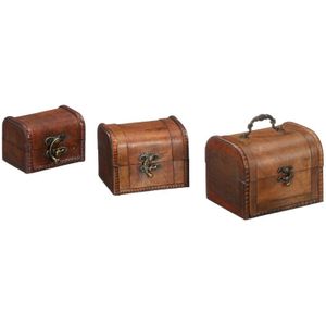 Set van 3 houten opbergkistjes donkerbruin - Opbergkisten
