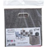 Set van 4x stuks opbergmand/kastmand 29 liter bruin linnen 31 x 31 x 31 cm - Opbergboxen - Vakkenkast manden