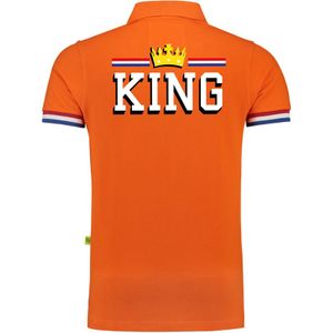 Luxe King met kroon poloshirt oranje 200 grams voor heren - Feestshirts