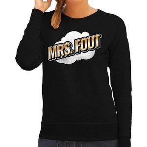 Mrs. Fout fun tekst sweater voor dames zwart in 3D effect - Feesttruien