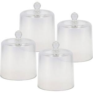 DK Design amuse cloche - 4x stuks - transparant glas - D11 x H13 cm - hapjes stolp - amuseschaaltje