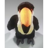 Knuffeldier Toekan - zachte pluche stof - zwart/oranje - premium kwaliteit knuffels - 18 cm - Vogel knuffels