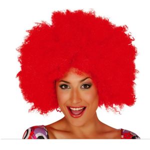 Verkleed pruik afro/hippie - rood - voor volwassenen - one size - Verkleedpruiken