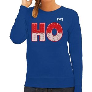 Blauwe foute kersttrui / sweater Ho 3x voor dames - kerst truien