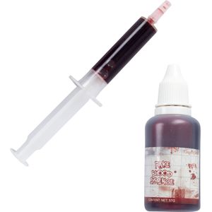 Halloween nep bloed tube met spuit - horror - 59 ml - carnaval/verkleed artikel - wonden maken - Schmink attributen