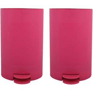 MSV Pedaalemmer - 2x - kunststof - fuchsia roze - 3L - klein model - 15 x 27 cm - Badkamer/toilet