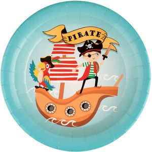 Piraten thema feest wegwerpbordjes - 10x stuks - 23 cm - piraat themafeest - Feestbordjes