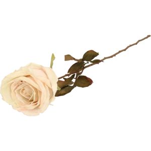 Top Art Kunstbloem roos Calista - wit creme - 66 cm - plastic steel - decoratie bloemen