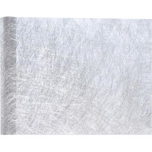 Tafelloper op rol - metallic zilver - 30 x 500 cm - non woven polyester - Feesttafelkleden