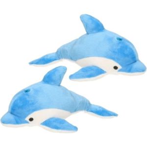 2x stuks pluche blauwe dolfijn knuffel 33 cm - Speelgoed knuffels uit de zee