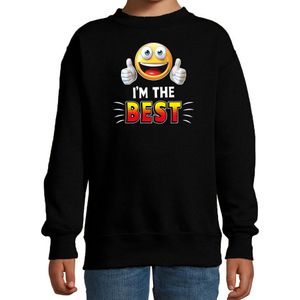 Funny emoticon sweater I am the best zwart kids - Feesttruien
