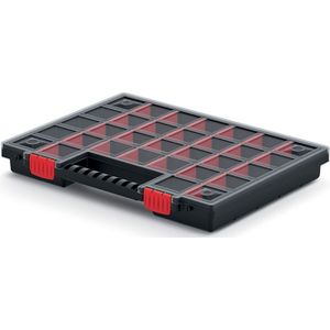 Kistenberg Sorteerbox/vakjes koffer - spijkers/schroeven/kleine spullen - 30 vaks - kunststof - zwart - 40 x 30 x 5 cm