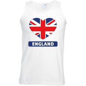 Tanktop wit Engeland vlag in hart wit heren - Feestshirts