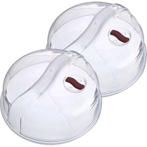 Urban Living Magnetrondeksel/afdekschaal D26 - 2x - transparant - kunststof - keukenhulpmiddelen