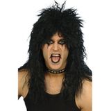 Rocker Frontman carnaval verkleed heren pruik zwart haar - Verkleedpruiken