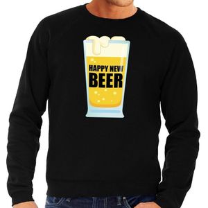 Foute oud en nieuw trui / sweater Happy New Beer zwart heren - Feesttruien