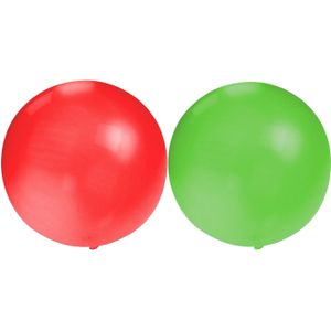 Bellatio Decorations 10x groot formaat ballonnen rood en groen met diameter 60 cm - Ballonnen