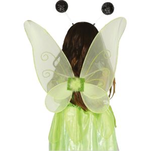Vlinder verkleed set - vleugels en diadeem - groen - kinderen - carnaval verkleed accessoires - Verkleedattributen