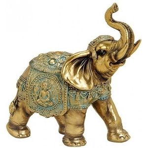 Decoratie dieren beeld olifant goud 16 cm - Beeldjes