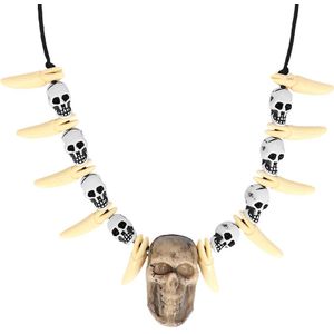 Carnaval verkleed accessoires Piraten sieraden - ketting met tanden/schedels - kunststof - Verkleedattributen