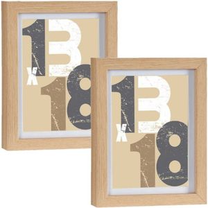 2x stuks houten fotolijst bruin geschikt voor een foto van 13 x 18 cm of 15 x 20 cm - Fotolijsten