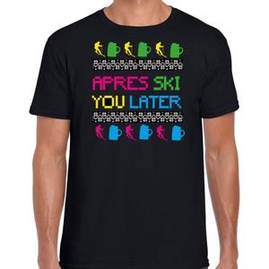 Apres ski t-shirt voor heren - apres ski you later - zwart - kleurrijk - wintersport - Feestshirts