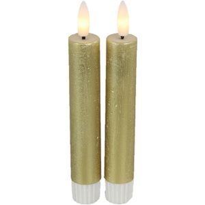 Led dinerkaarsen - 2x st- goud -H15cm - afstandsbediening-timer-dimmer - LED kaarsen