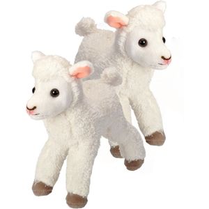 2x stuks pluche schaapje/lammetje knuffel 20 cm - Boerderij speelgoed dieren knuffels