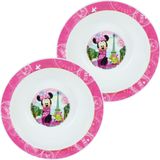 4x stuks kunststof ontbijtbordje plat Disney Minnie Mouse 22 cm - Onbreekbare kinder bordjes