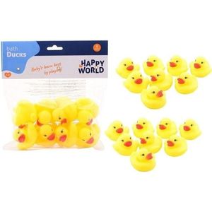 24x Happy World badeendjes geel 6 cm - Badspeelgoed